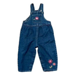 Oshkosh Denim Overalls Floral Appliqué Blue 18 Month